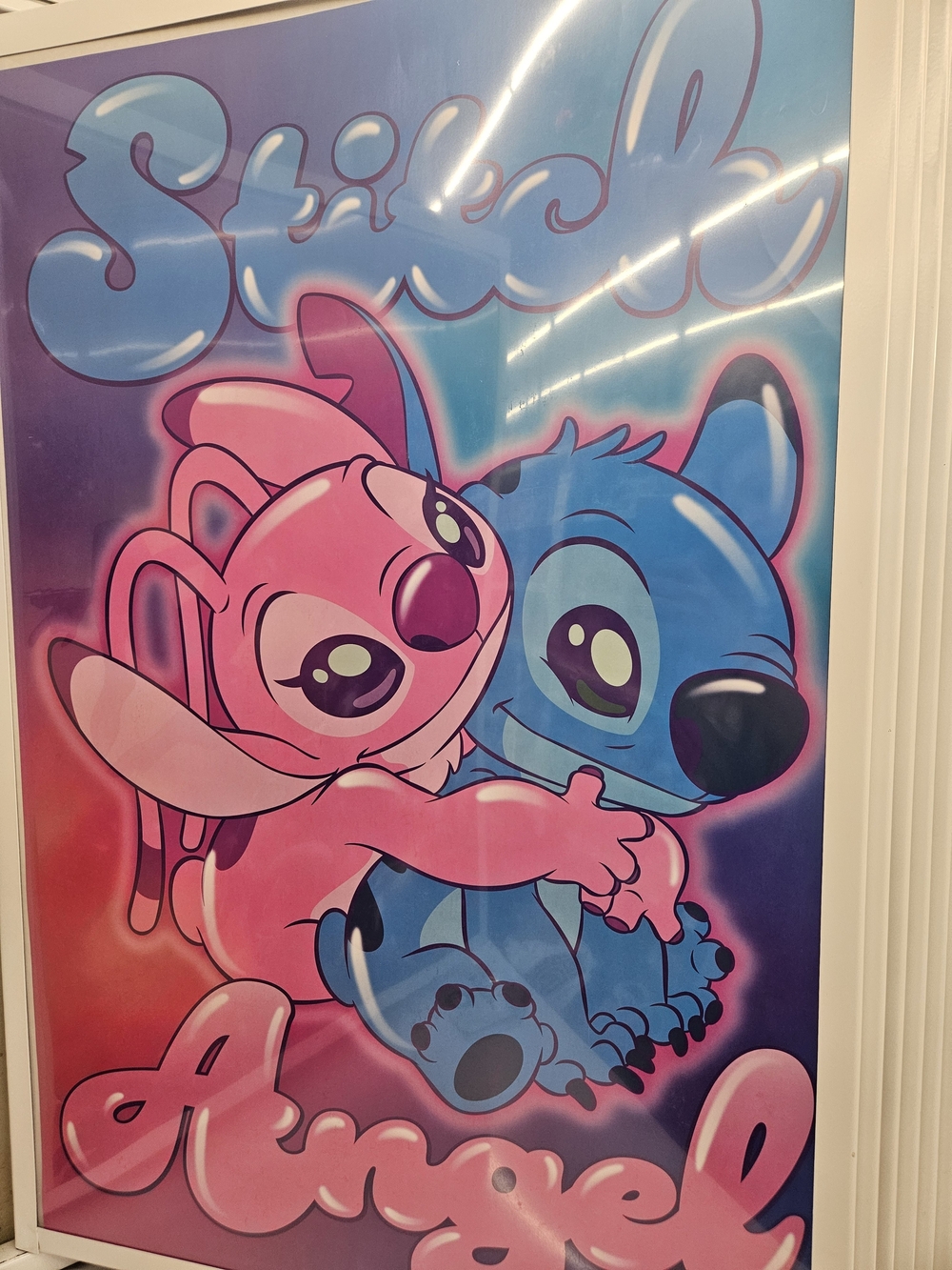 Stitch Angel Plush Poster - Pink & Blue Cute Design
